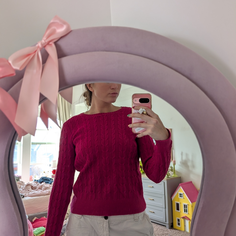 Fuchsia Cable Knit Sweater Size Medium
